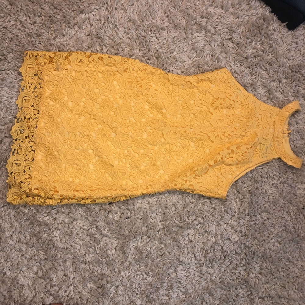 Yellow flower lace dress